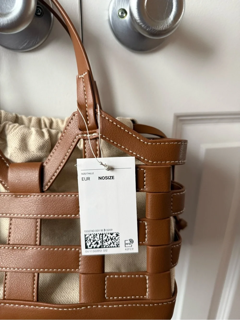 H&M Drawstring Detail Tote Bag Brown